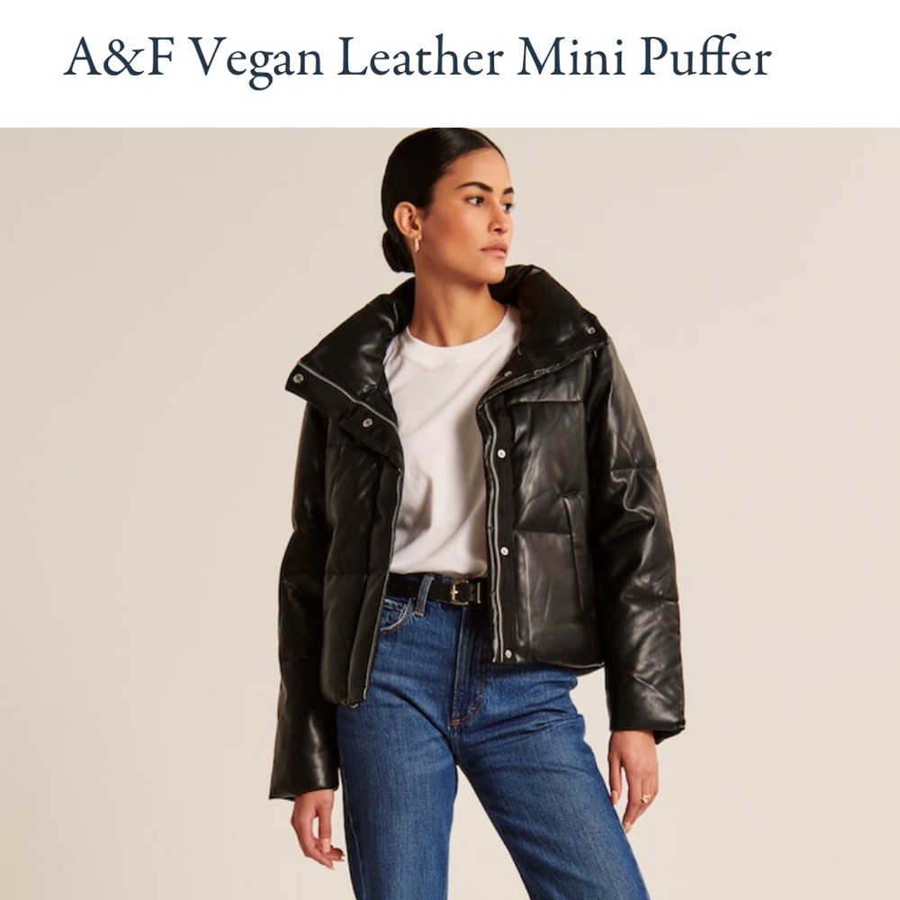 Abercrombie Vegan Leather Black Puffer!